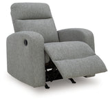 reclining position of Gauntlet Sterling Chenille Recliner chair