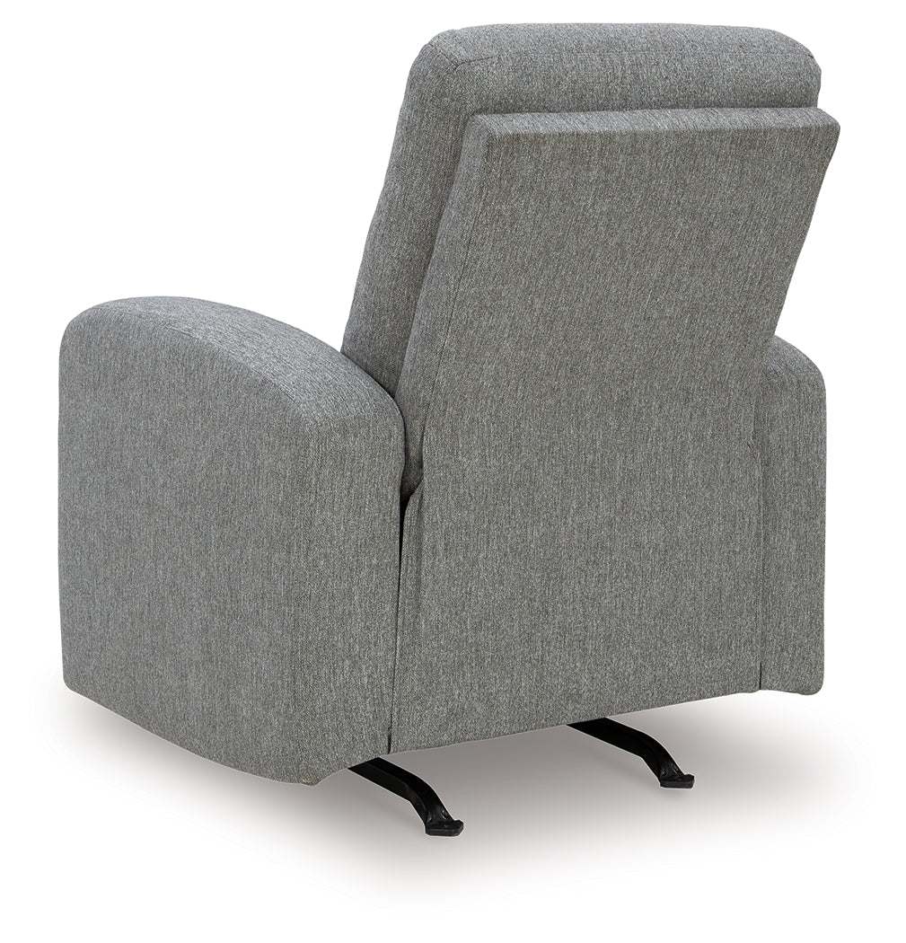 back view of Gauntlet Sterling Chenille Recliner chair reclined