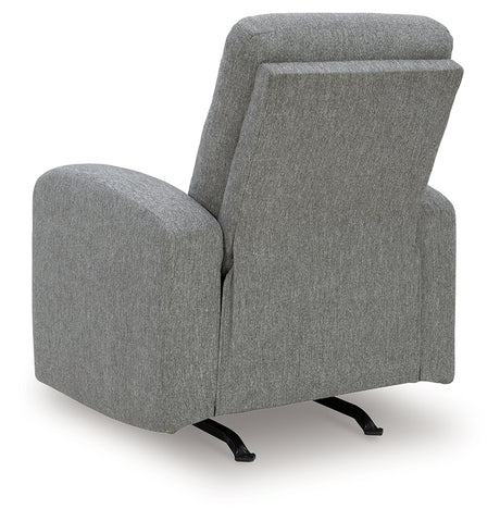 back view of Gauntlet Sterling Chenille Recliner chair reclined