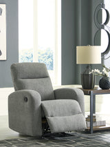 open reclined Gauntlet Sterling Chenille Recliner chair