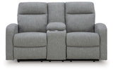 Front view of loveseat showing reclining seats