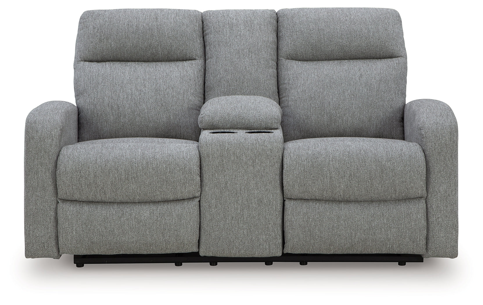 Front view of loveseat showing reclining seats