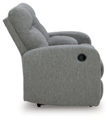 Side profile of loveseat reclined