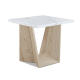 Side angle of white oak coffee table base