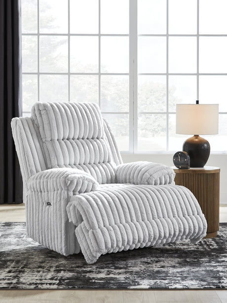 Fully reclined view of Rhines Falls Alloy Power Recliner