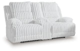 Rhines Falls Alloy Velvet Power Reclining Loveseat with Console