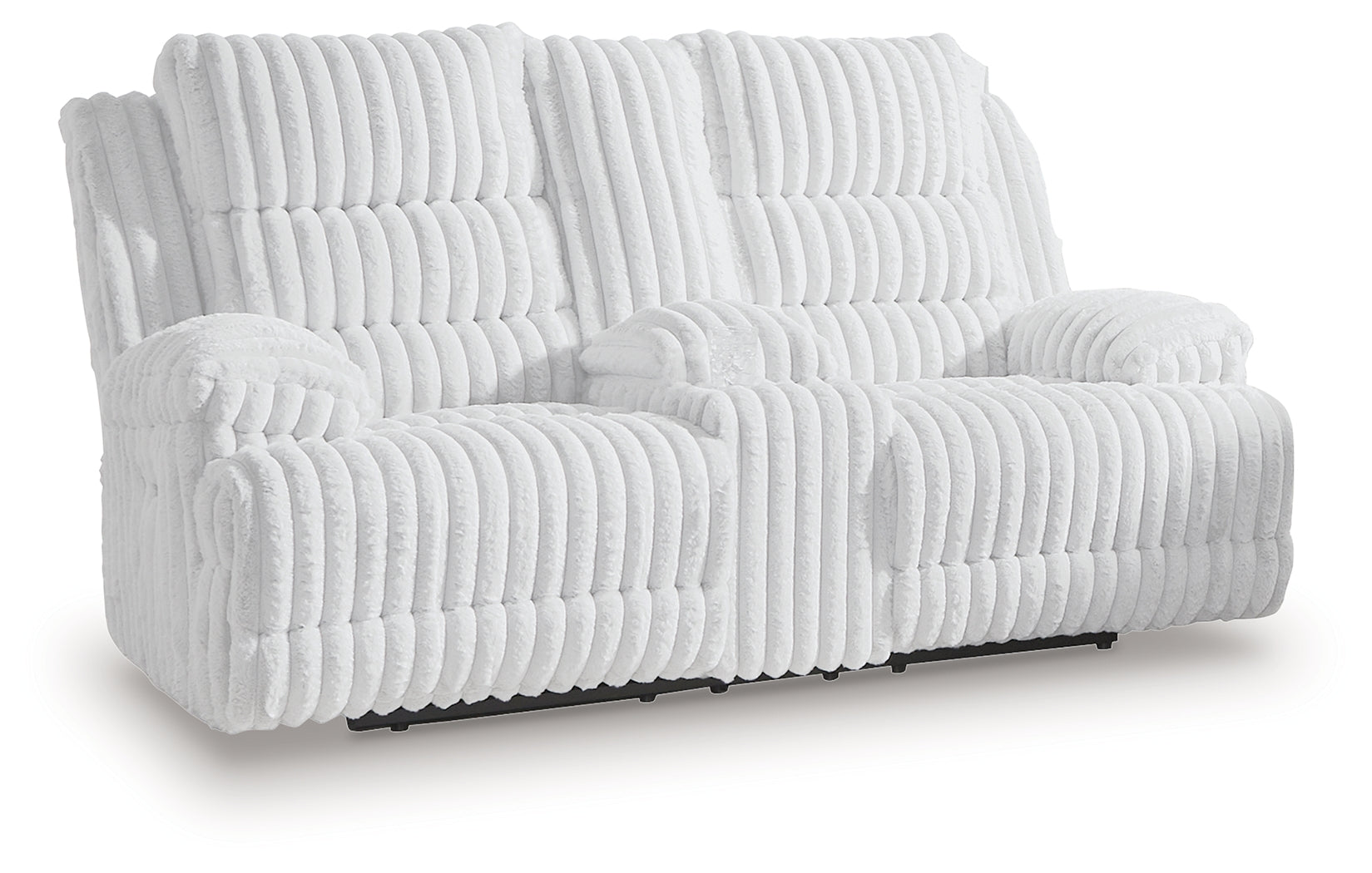 Rhines Falls Alloy Velvet Power Reclining Loveseat with Console