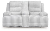 Rhines Falls Alloy Velvet Power Reclining Loveseat with Console