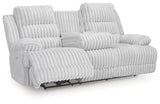 Rhines Falls Alloy Velvet Power Reclining Sofa with Drop Down Table