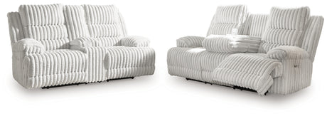 Side view of Alloy Falls power reclining loveseat