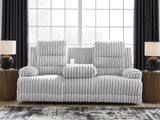 Rhines Falls Alloy Velvet Power Reclining Sofa with Drop Down Table