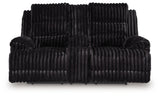 Rhine Falls Onyx Velvet Reclining Loveseat with Console