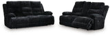 Close-up of one-touch reclining control on Rhine Onyx Falls sofa
