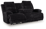 Rhine Falls Onyx Velvet Power Reclining Sofa with Drop Down Table