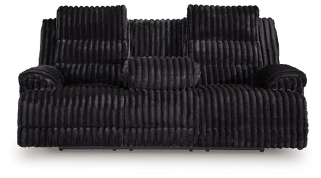 Drop-down table open on Rhine Falls sofa