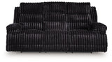 Rhine Falls Onyx Velvet Power Reclining Sofa with Drop Down Table
