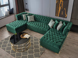 Side view of Emma Green Velvet Double Chaise Sectional sofa