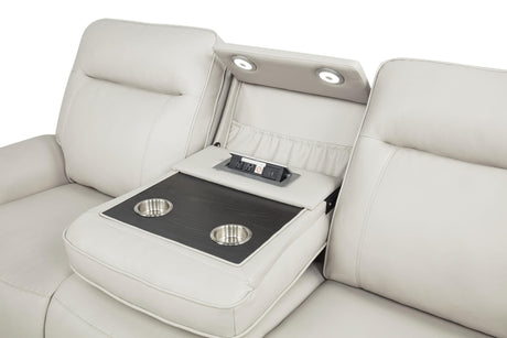Rojas 3-Piece Dual Power Reclining Sofa Set with Drop-Down Console Greige — product image 12