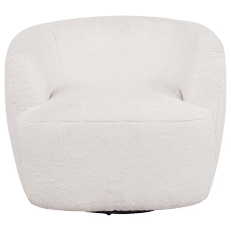 Hudson Faux Fur Swivel Accent Chair Ecru — product image 2