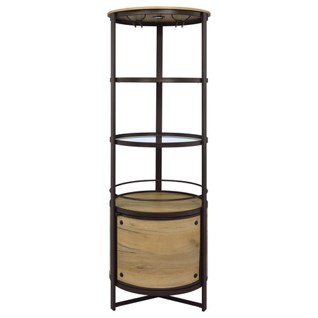 Ritter Round LED Bar Wine Storage Cabinet Rustic Oak — product image 3