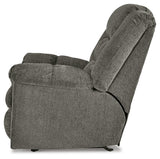 Kegler Putty Chenille Recliner side reclined view