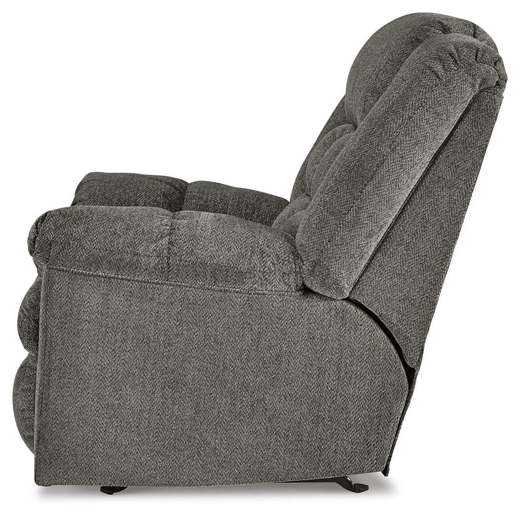 Kegler Putty Chenille Recliner side reclined view