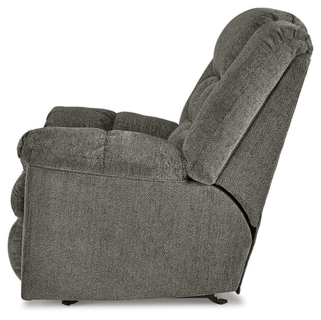 Kegler Putty Chenille Recliner side reclined view