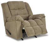 Reclined position view of Kegler Briar Chenille Recliner