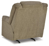 Side view of Kegler Briar Chenille Recliner showing upholstery detail