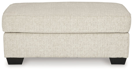 Heartcort Quartz chenille ottoman head-on view showing upholstery texture