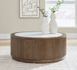 Light Brown Faux Stone Coffee Table with Casters — product view