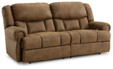 Boothbay Auburn Faux Leather Power Reclining Sofa closed recline side angle