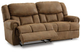 Boothbay Auburn Faux Leather Power Reclining Sofa opened recline side angle