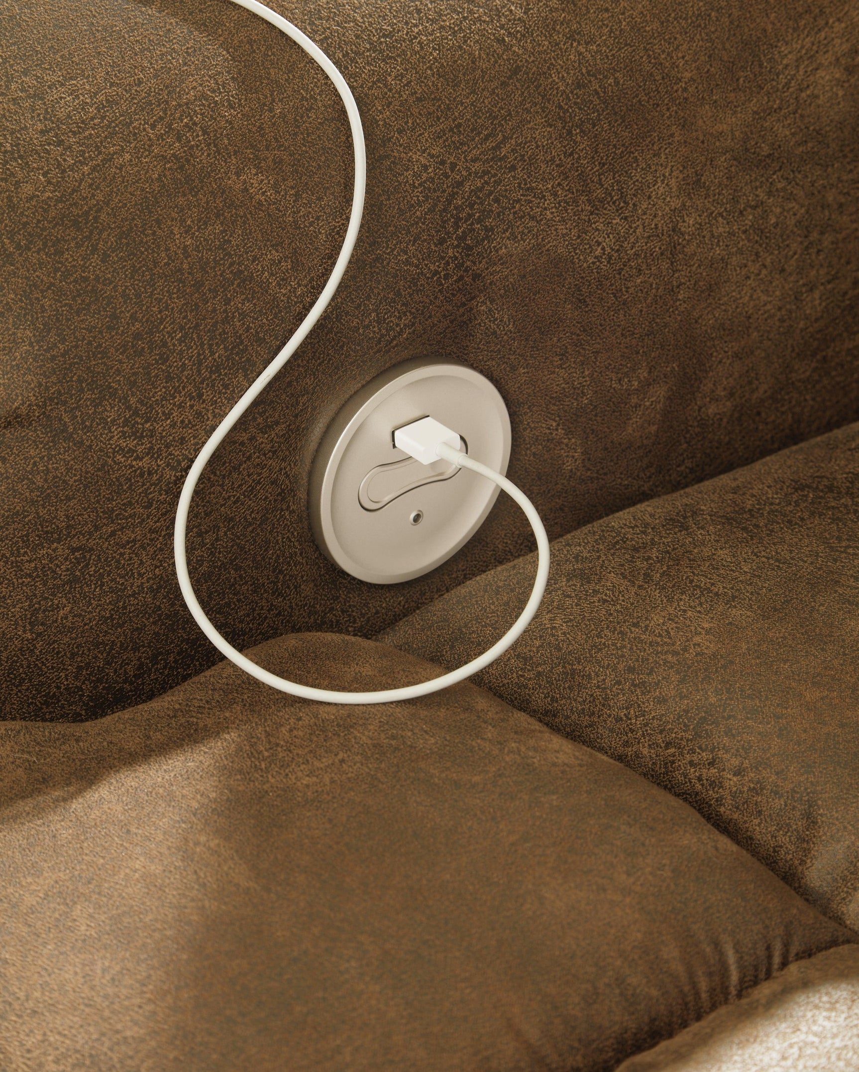 USB port detail on Boothbay Auburn Power Reclining Sofa