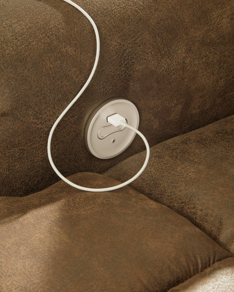USB port detail on Boothbay Auburn Power Reclining Sofa
