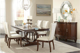 main view of Oratorio Cherry White Fabric Rectangular Dining Room Set dining room furniture