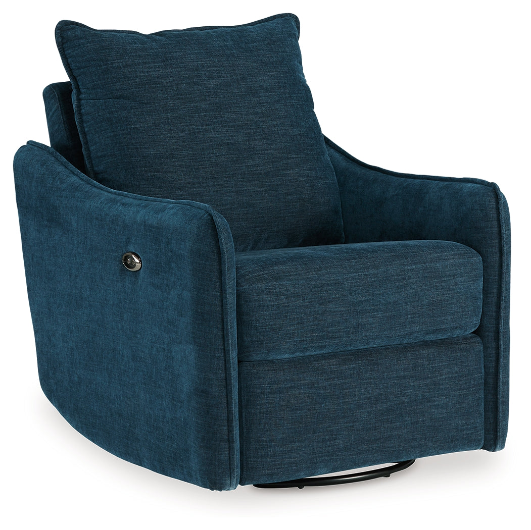 McBurg Navy Microfiber Swivel Power Recliner side view