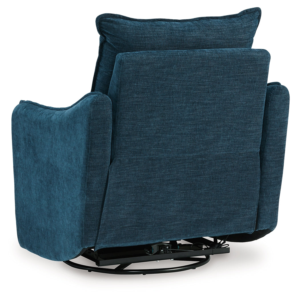McBurg Navy Microfiber Swivel Power Recliner back view