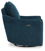 McBurg Navy Microfiber Swivel Power Recliner side profile