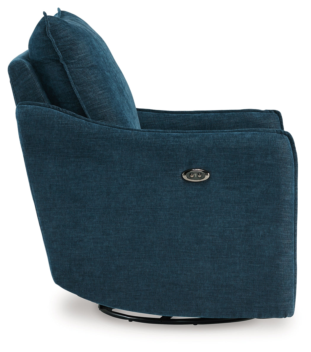 McBurg Navy Microfiber Swivel Power Recliner side profile