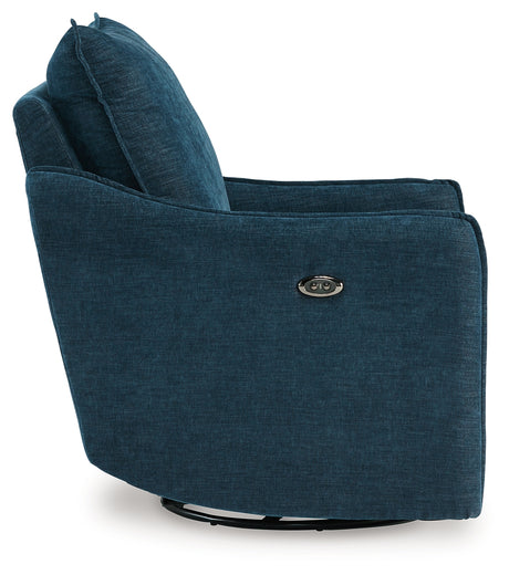 McBurg Navy Microfiber Swivel Power Recliner side profile
