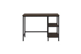 Madigan Dark Modern Industrial Wood Metal Faux Leather Seat Writing Desk And Chair - Ella Furniture