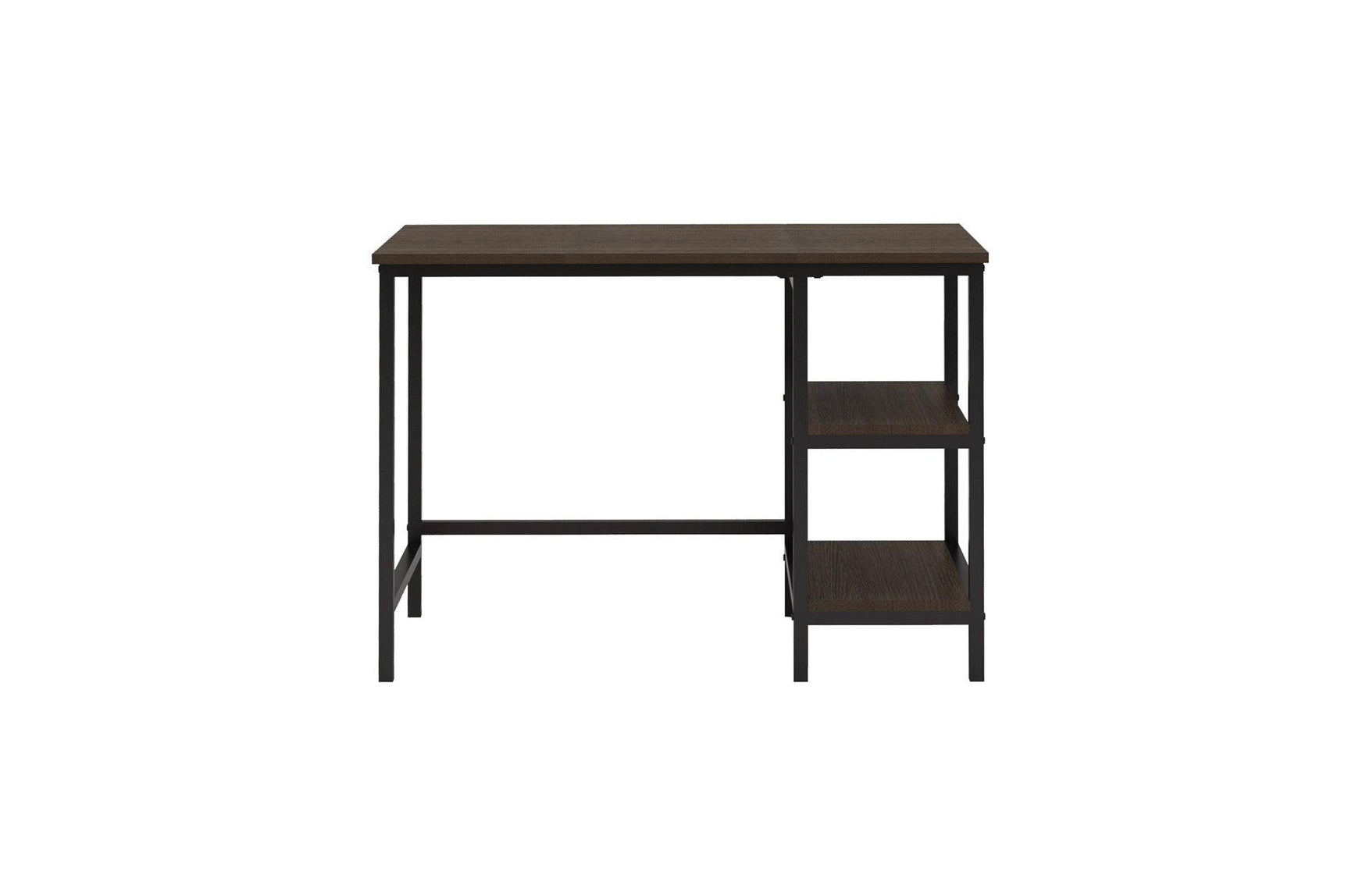 Madigan Dark Modern Industrial Wood Metal Faux Leather Seat Writing Desk And Chair - Ella Furniture