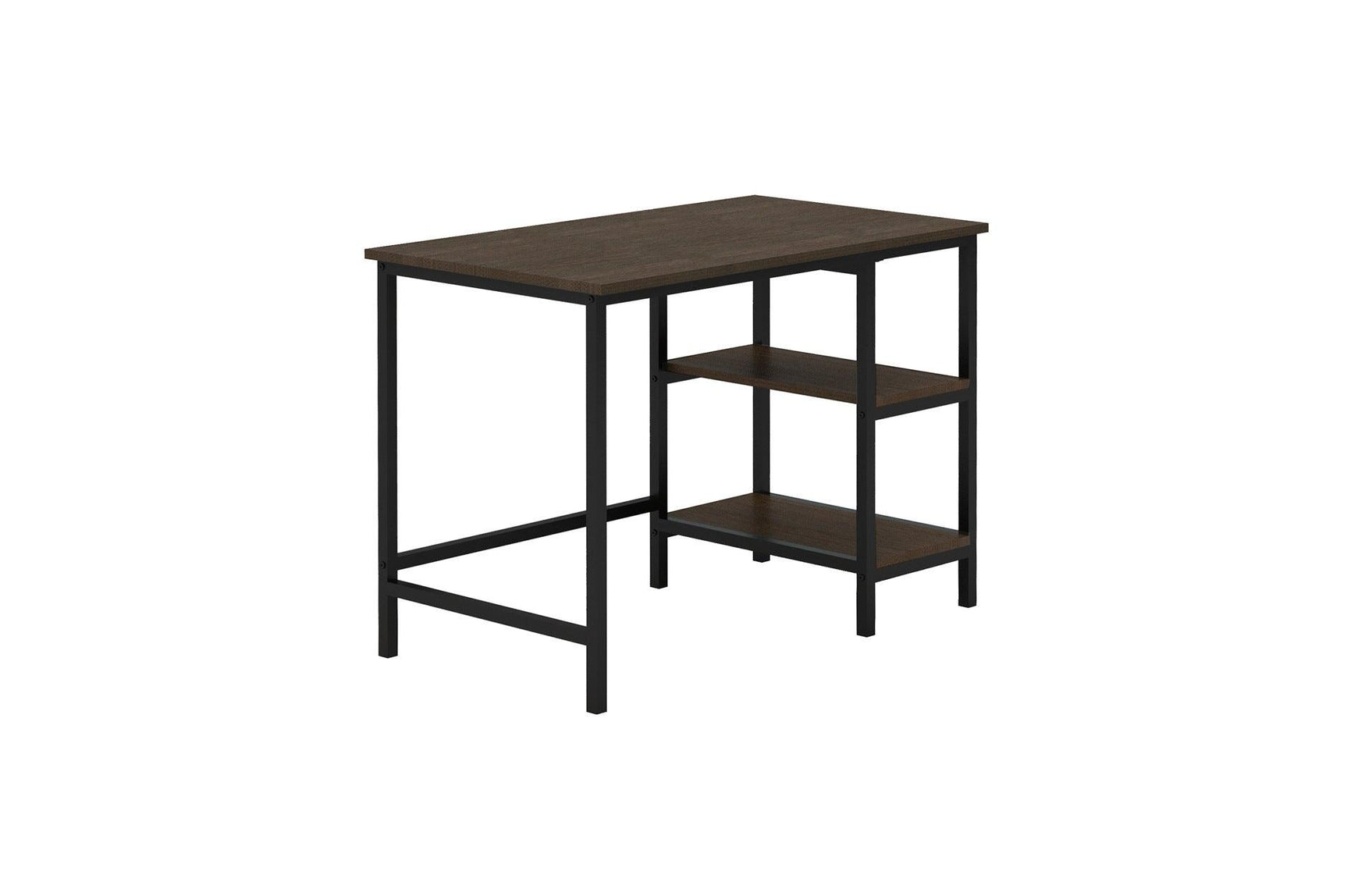 Madigan Dark Modern Industrial Wood Metal Faux Leather Seat Writing Desk And Chair - Ella Furniture