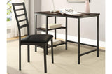 Madigan Dark Modern Industrial Wood Metal Faux Leather Seat Writing Desk And Chair - Ella Furniture