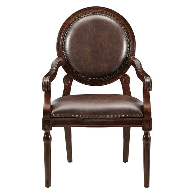 Aldermont Dark Brown Traditional Solid Wood And Plywood Faux Leather Upholstery Youth Desk Chair - Ella Furniture