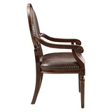 Aldermont Dark Brown Traditional Solid Wood And Plywood Faux Leather Upholstery Youth Desk Chair - Ella Furniture