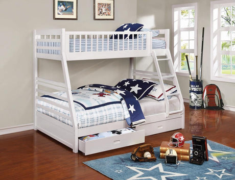 Ashton Twin Over Full Bunk Bed white front angle