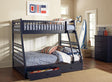 Ashton twin over full bunk bed navy blue front view