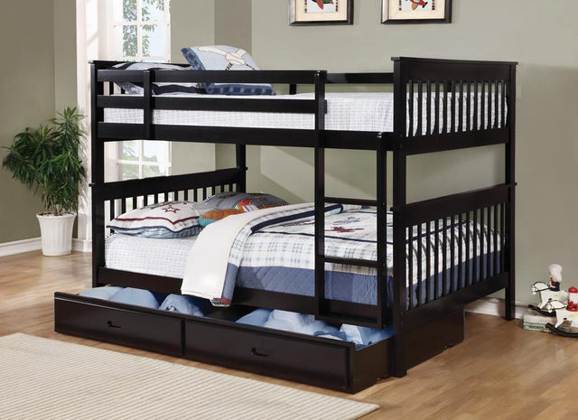 Chapman Full over Full black bunk bed front view